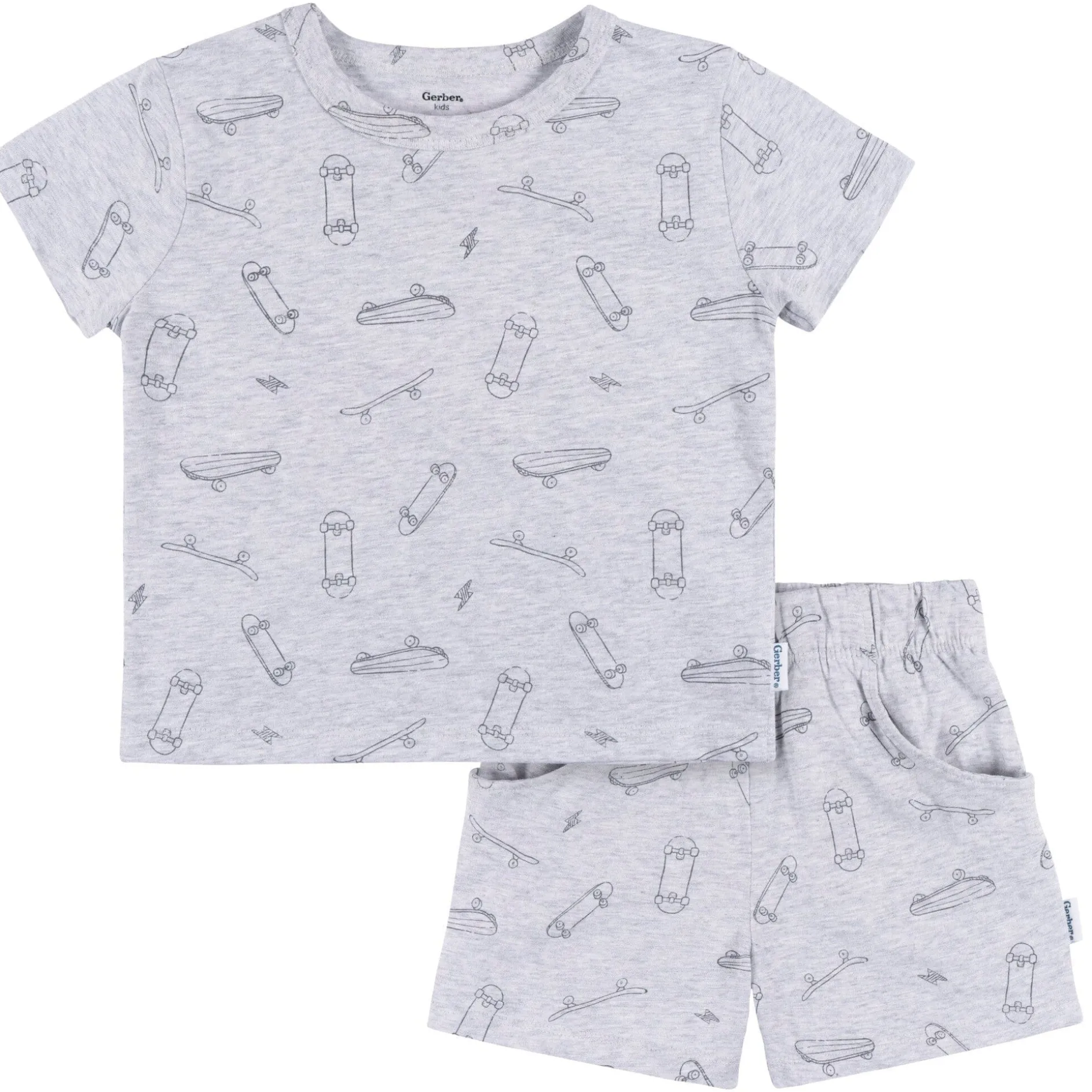 2-Piece Baby & Toddler Boys Heather Skateboard T-Shirt and Shorts Set