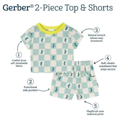 2-Piece Baby & Toddler Boys Teal Seahorse T-Shirt and Shorts Set