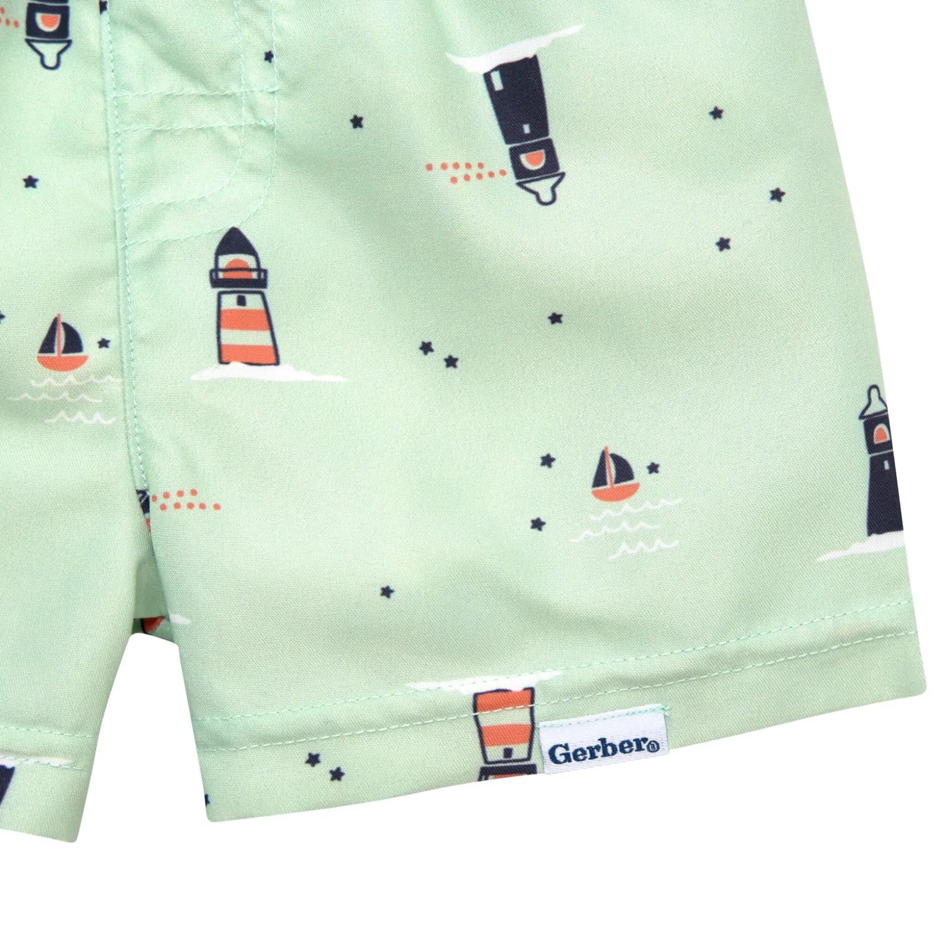 2-Piece Baby & Toddler Boys UPF 50+ Lighthouse Rash Guard & Swim Trunks Set