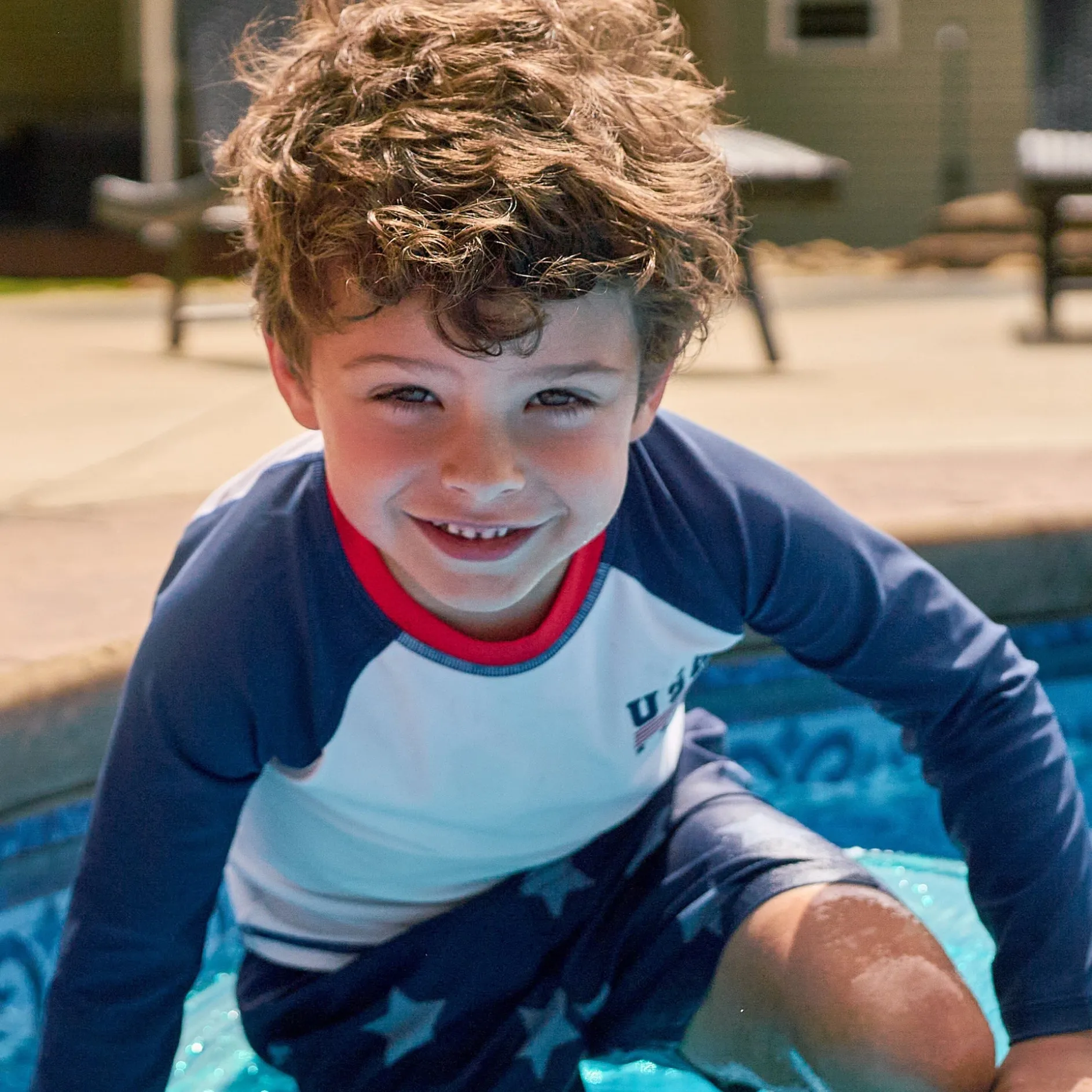 2-Piece Baby & Toddler Boys UPF 50+ Patriotic Stars Rash Guard & Swim Trunks Set