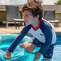 2-Piece Baby & Toddler Boys UPF 50+ Patriotic Stars Rash Guard & Swim Trunks Set