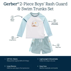 2-Piece Baby & Toddler Boys UPF 50+ Surf Rash Guard & Swim Trunks Set