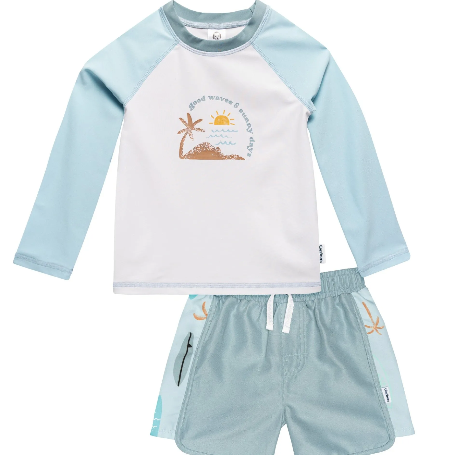 2-Piece Baby & Toddler Boys UPF 50+ Surf Rash Guard & Swim Trunks Set