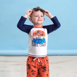 2-Piece Baby & Toddler Boys UPF 50+ Vacation Vibes Rash Guard & Swim Trunks Set