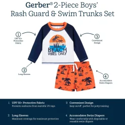 2-Piece Baby & Toddler Boys UPF 50+ Vacation Vibes Rash Guard & Swim Trunks Set