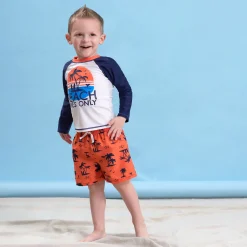 2-Piece Baby & Toddler Boys UPF 50+ Vacation Vibes Rash Guard & Swim Trunks Set