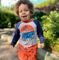 2-Piece Baby & Toddler Boys UPF 50+ Vacation Vibes Rash Guard & Swim Trunks Set