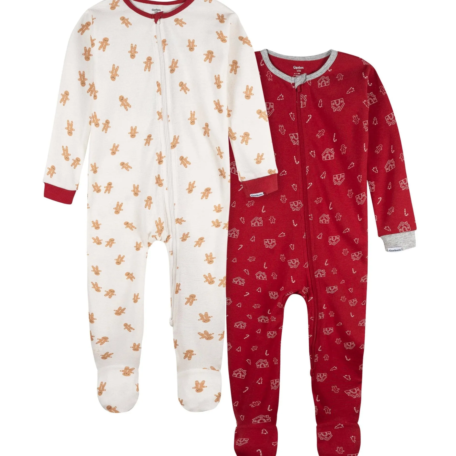 2-Piece Baby & Toddler Gingerbread People Snug Fit Footed Pajamas