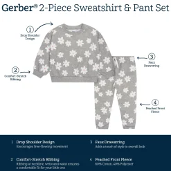 2-Piece Baby & Toddler Girls Big Daisies Sweatshirt & Pant Set