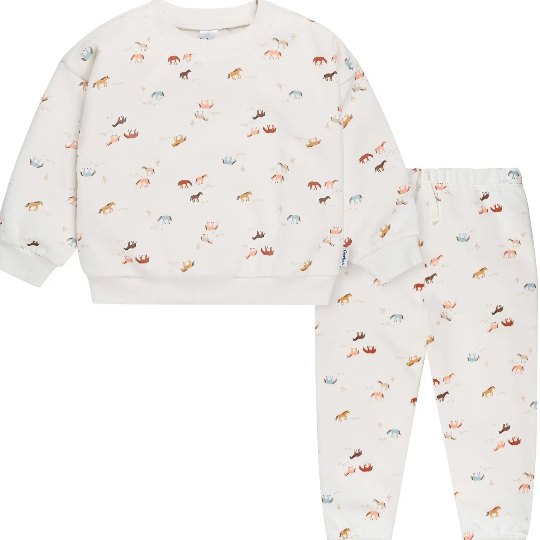 2-Piece Baby & Toddler Girls Colorful Horses Sweatshirt & Pant Set