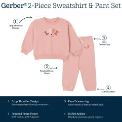 2-Piece Baby & Toddler Girls LOVE Sweatshirt & Pant Set
