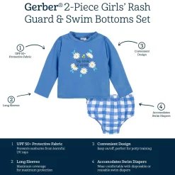 2-Piece Baby & Toddler Girls UPF 50+ Darling Daisy Rash Guard & Swim Bottoms Set
