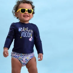 2-Piece Baby & Toddler Girls UPF 50+ Vacation Vibes Rash Guard & Swim Bottoms Set