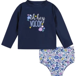 2-Piece Baby & Toddler Girls UPF 50+ Vacation Vibes Rash Guard & Swim Bottoms Set