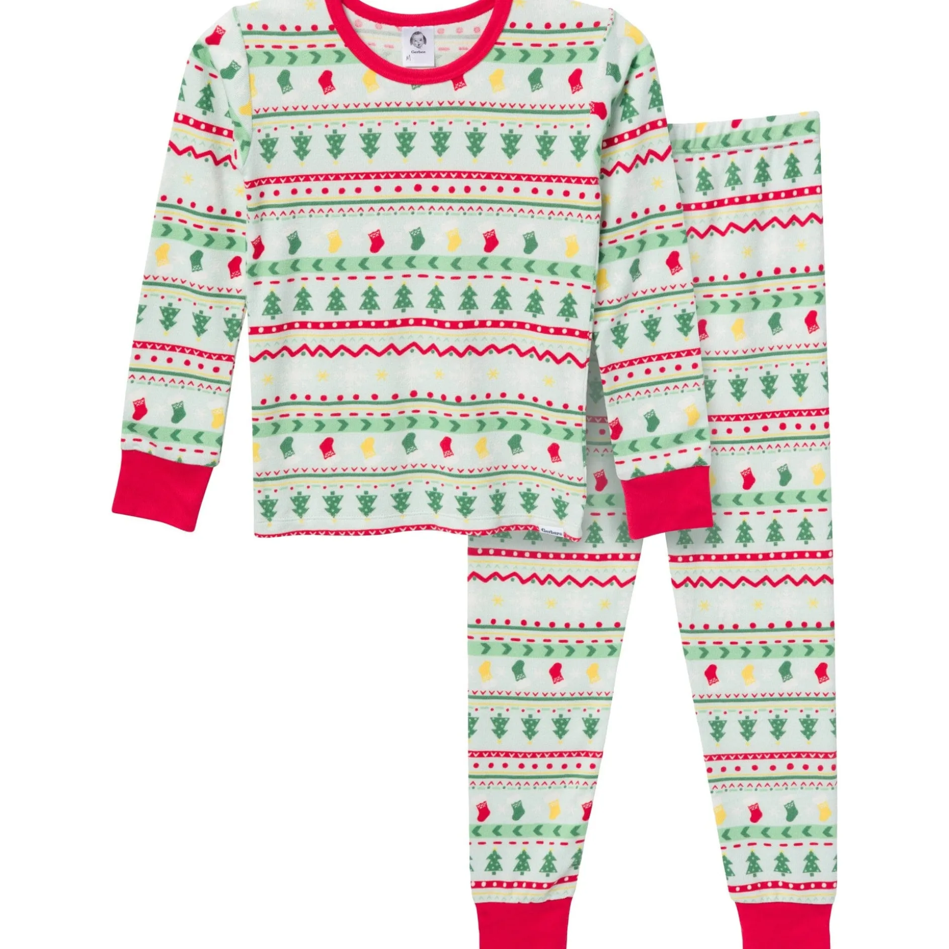 2-Piece Big Kids Neutral Oh What Fun Fair Isle Hacci Snug Fit Pajama Set