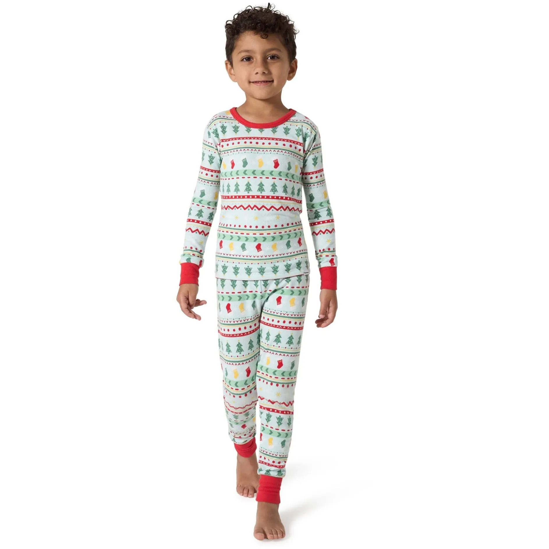 2-Piece Big Kids Neutral Oh What Fun Fair Isle Hacci Snug Fit Pajama Set