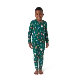 2-Piece Big Kids Neutral Ornaments Hacci Snug Fit Pajama Set
