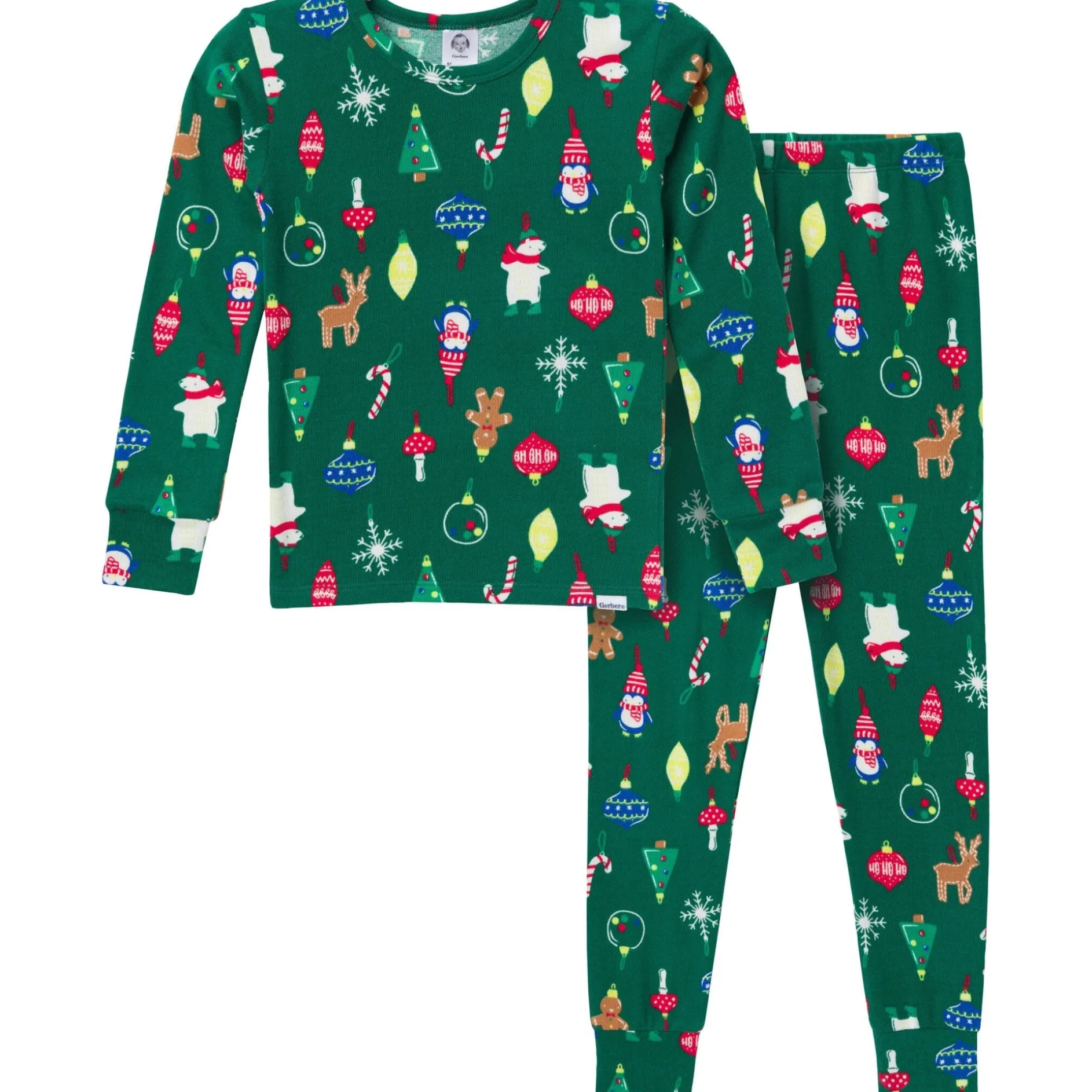 2-Piece Big Kids Neutral Ornaments Hacci Snug Fit Pajama Set