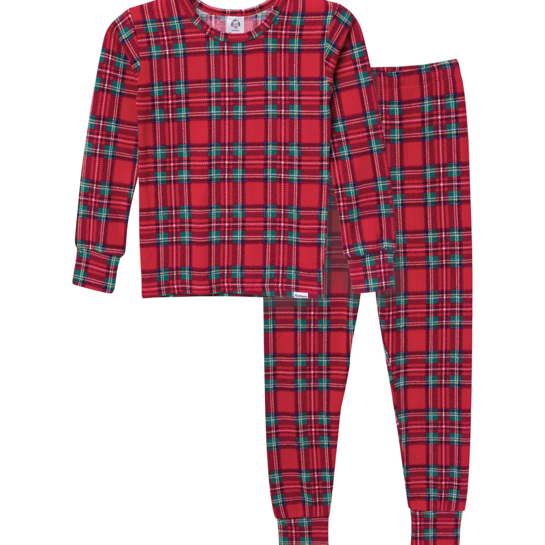 2-Piece Big Kids Neutral Stewart Plaid Hacci Snug Fit Pajama Set