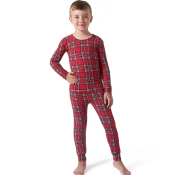 2-Piece Big Kids Neutral Stewart Plaid Hacci Snug Fit Pajama Set