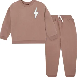 2-Piece Boys Lightning Brown Sweatshirt and Jogger Set