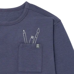 2-Piece Boys Navy Paintbrush Long Sleeve T-Shirt and Jogger Set