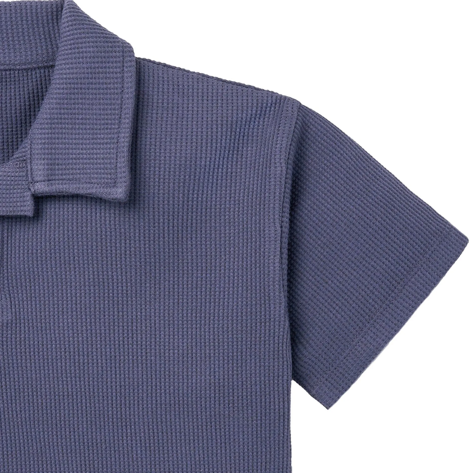 2-Piece Boys Odyssey Gray Johnny Collar Shirt and Shorts Set