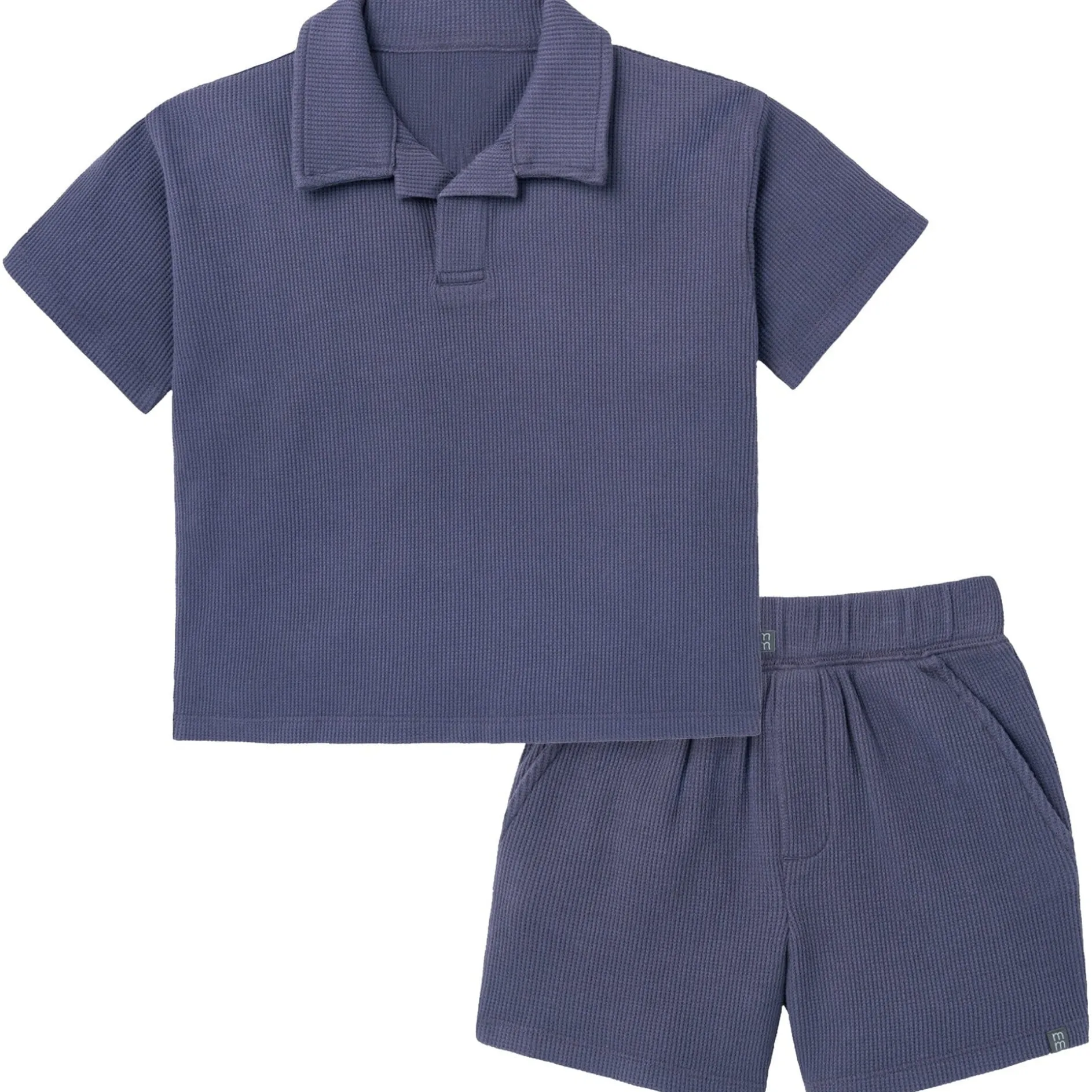 2-Piece Boys Odyssey Gray Johnny Collar Shirt and Shorts Set
