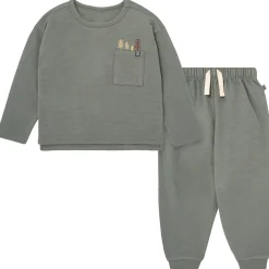 2-Piece Boys Olive Green Trees Long Sleeve T-Shirt and Jogger Set