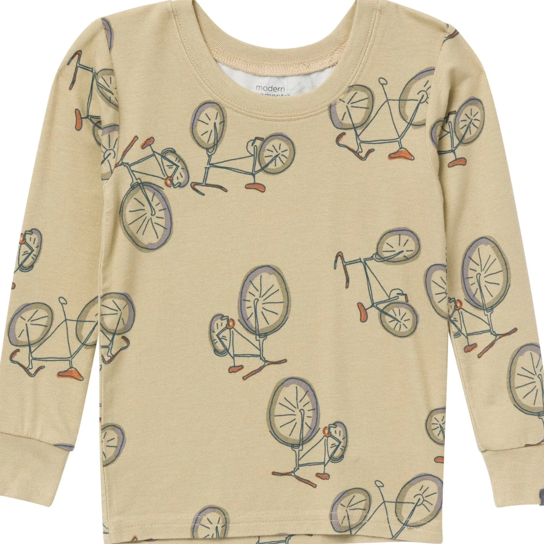 4-Piece Boys Olive Grey Bicycle Viscose Snug Fit Pajama Set