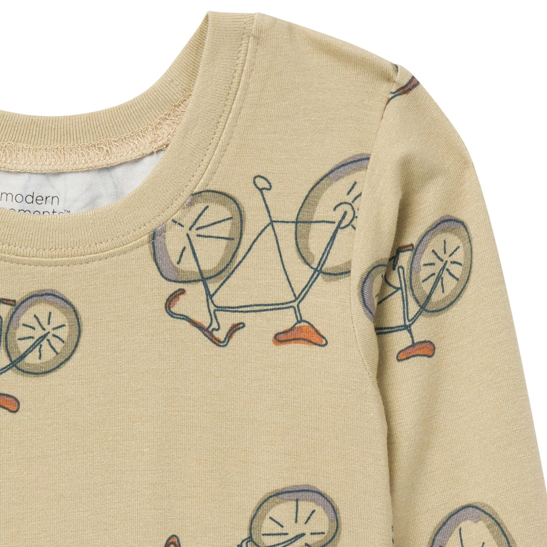 4-Piece Boys Olive Grey Bicycle Viscose Snug Fit Pajama Set