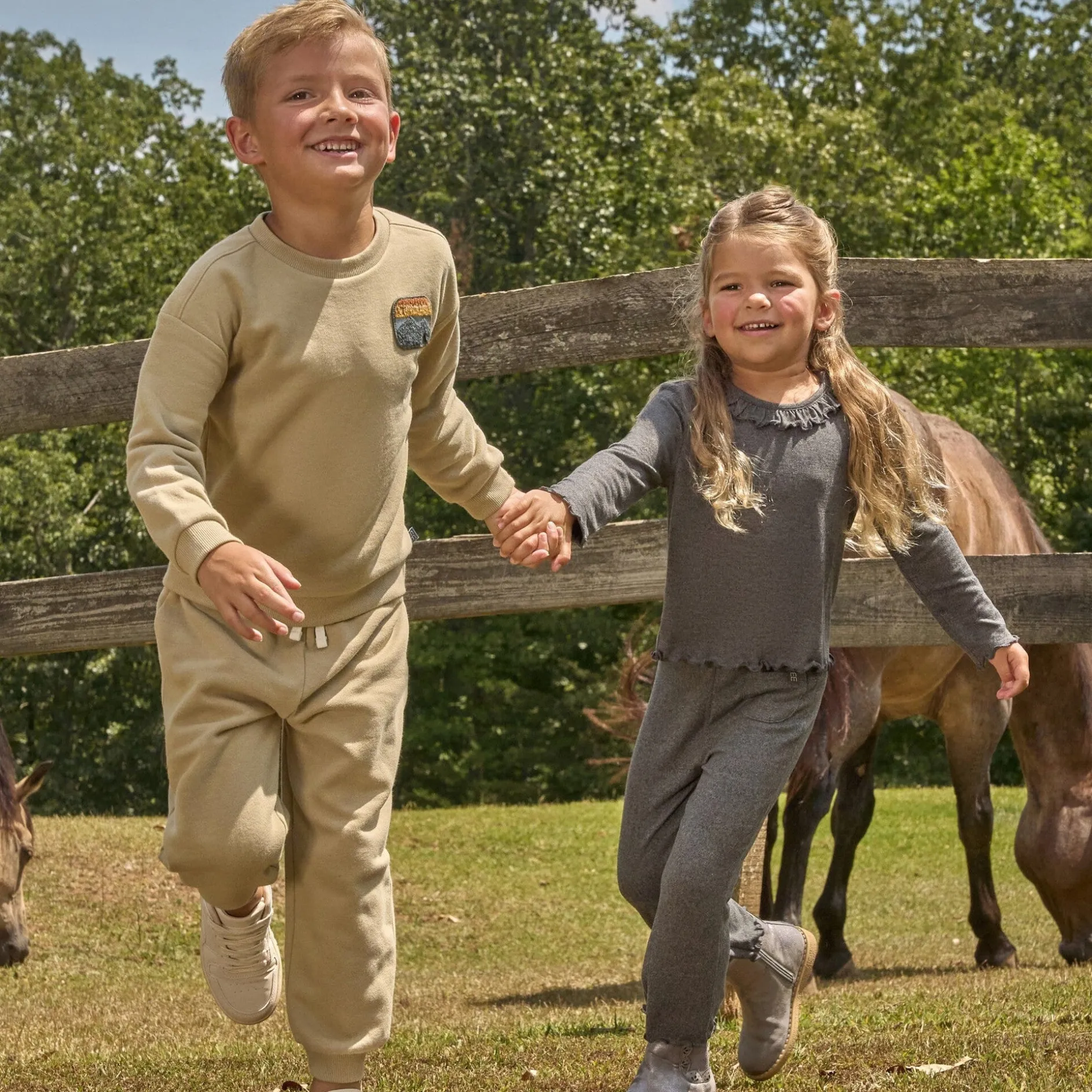 2-Piece Boys Olive Mountain Sweatshirt and Jogger Set