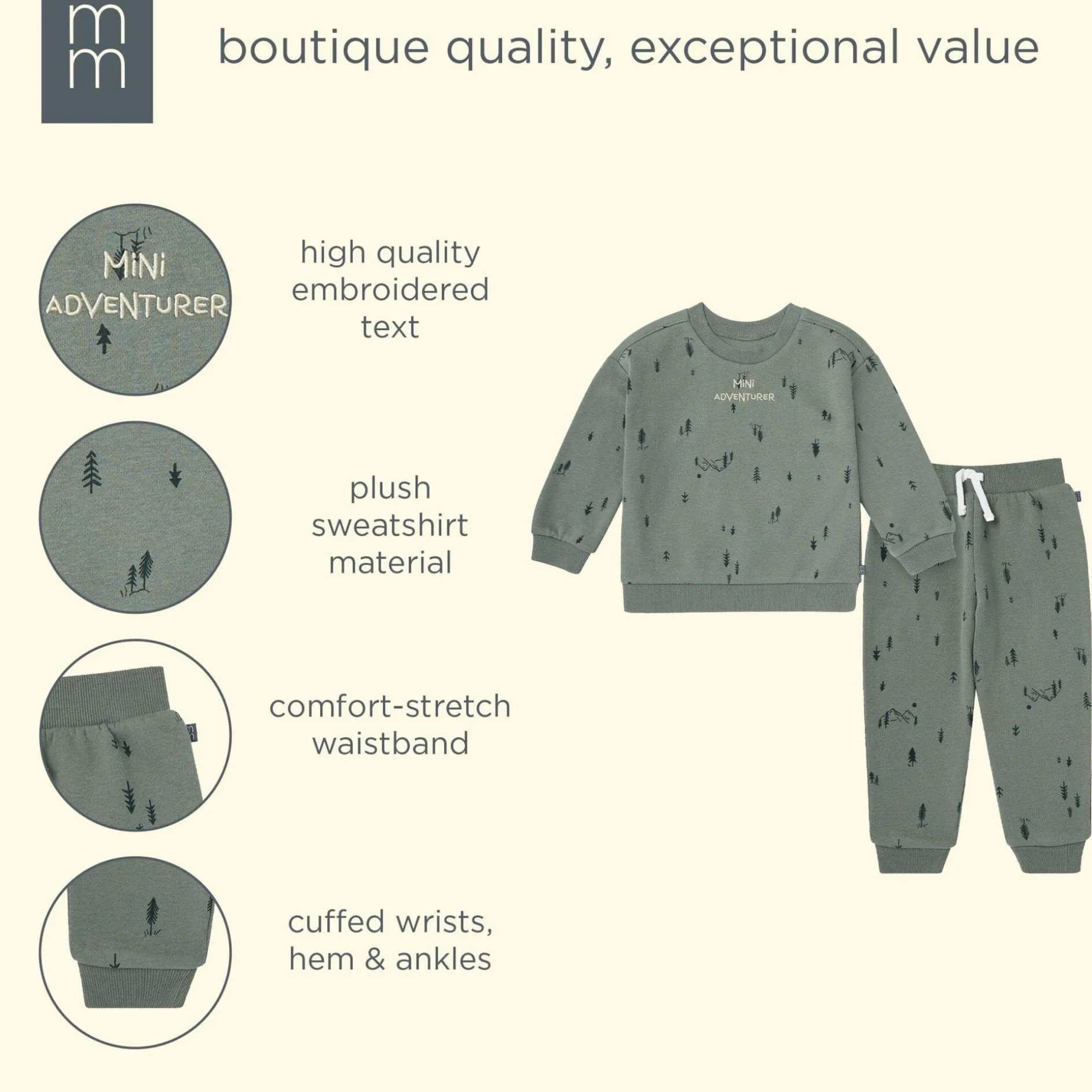 2-Piece Boys Trees & Mountains Sweatshirt and Jogger Set