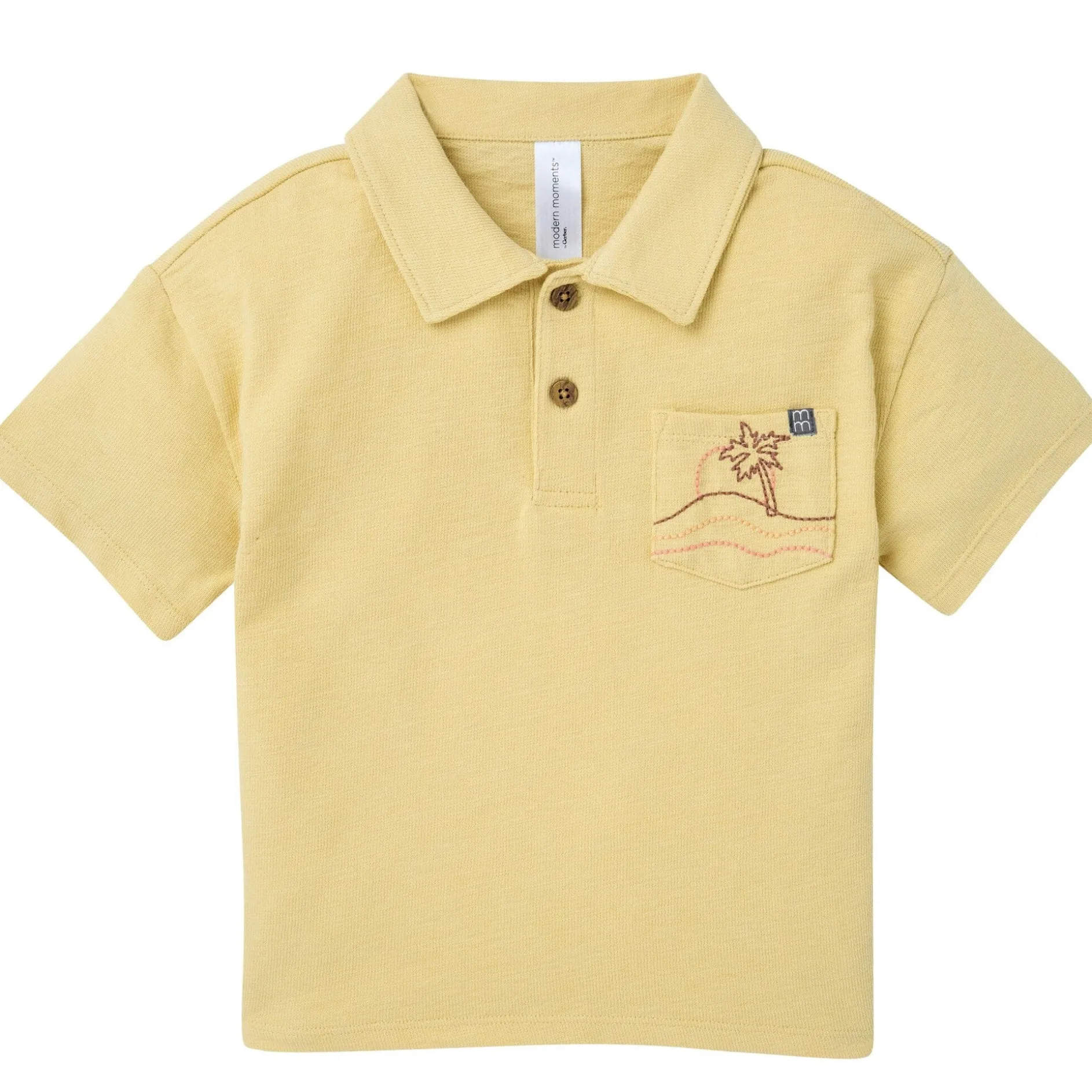 2-Piece Boys Yellow Palm Tree Polo Shirt and Shorts Set