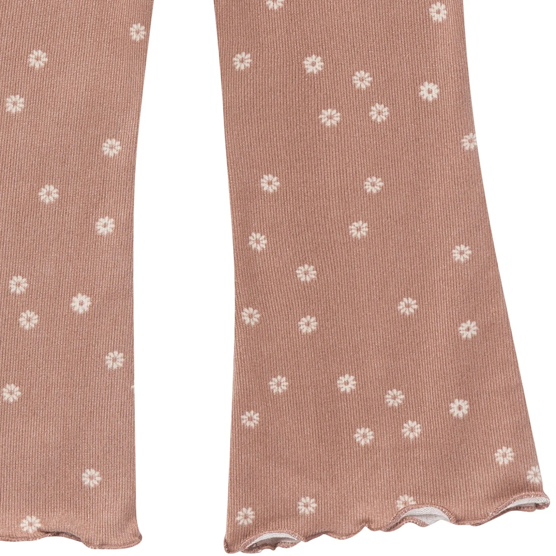 2-Piece Girls Brown Daisies Ruffle Collar Top and Flare Pant Set