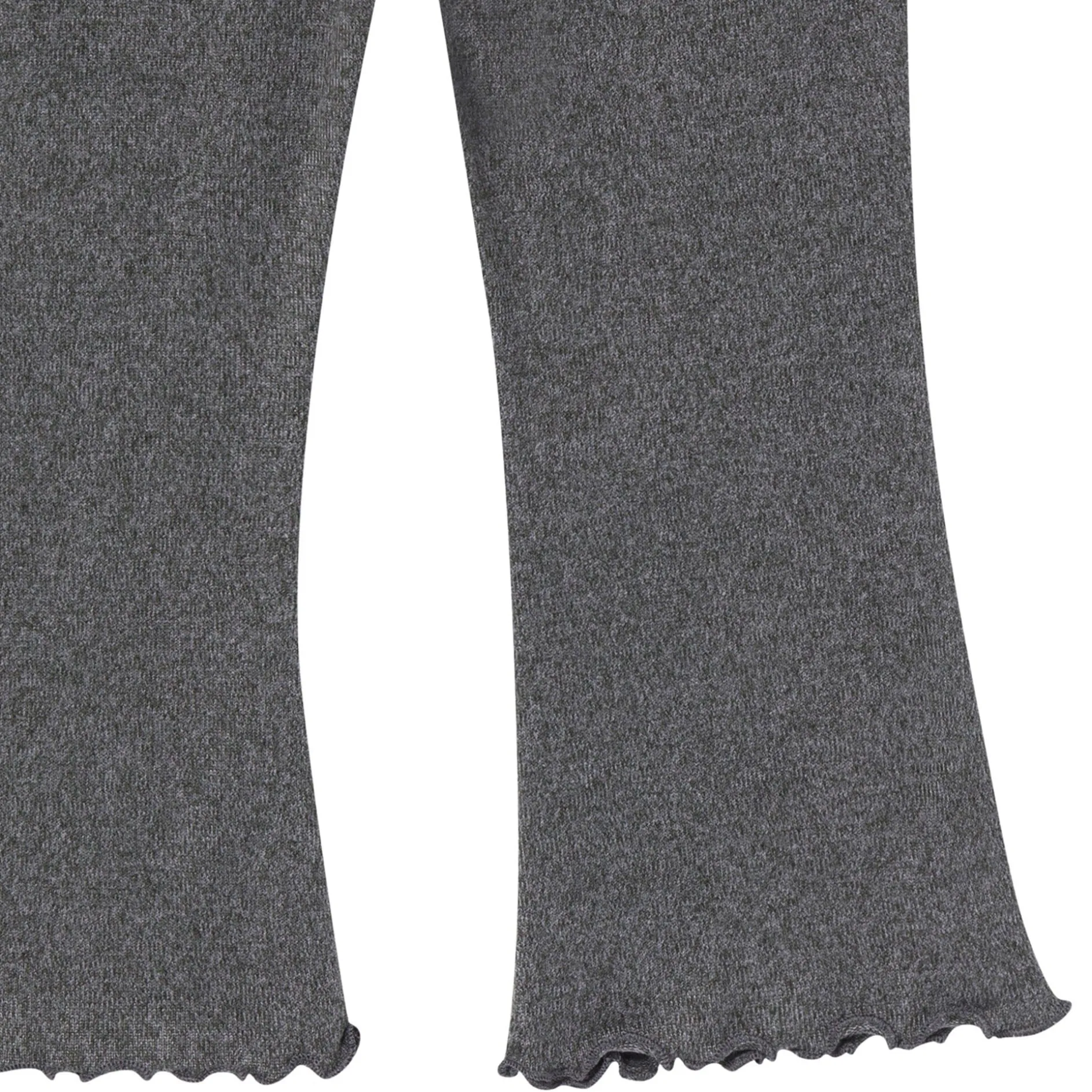2-Piece Girls Dark Grey Ruffle Collar Top and Flare Pant Set