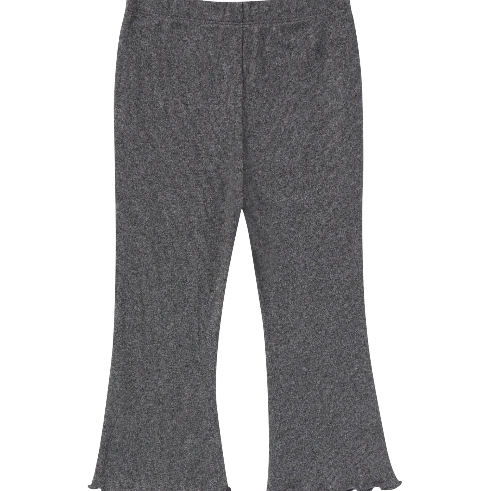 2-Piece Girls Dark Grey Ruffle Collar Top and Flare Pant Set