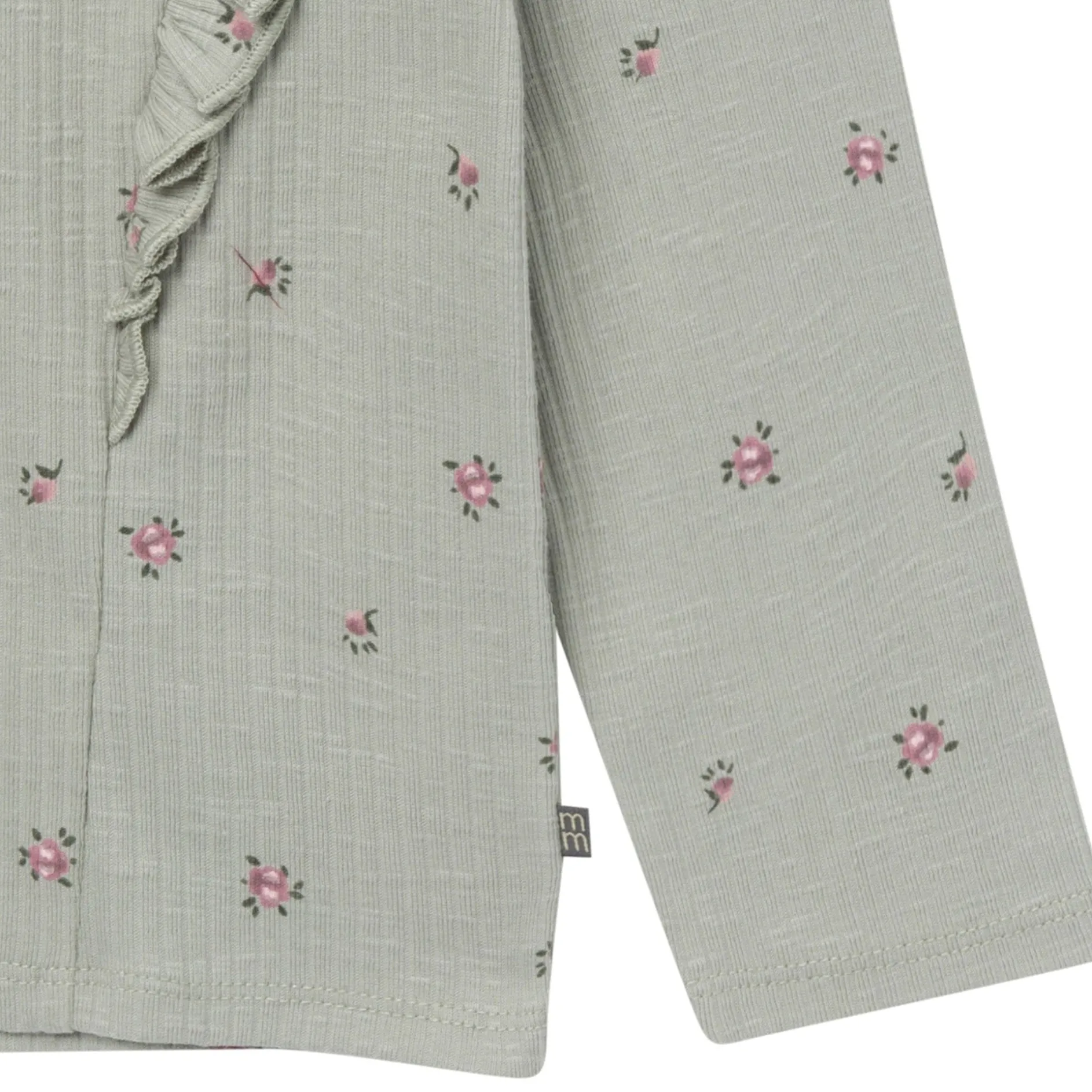 4-Piece Girls Green Floral Ruffle Tops and Leggings Set
