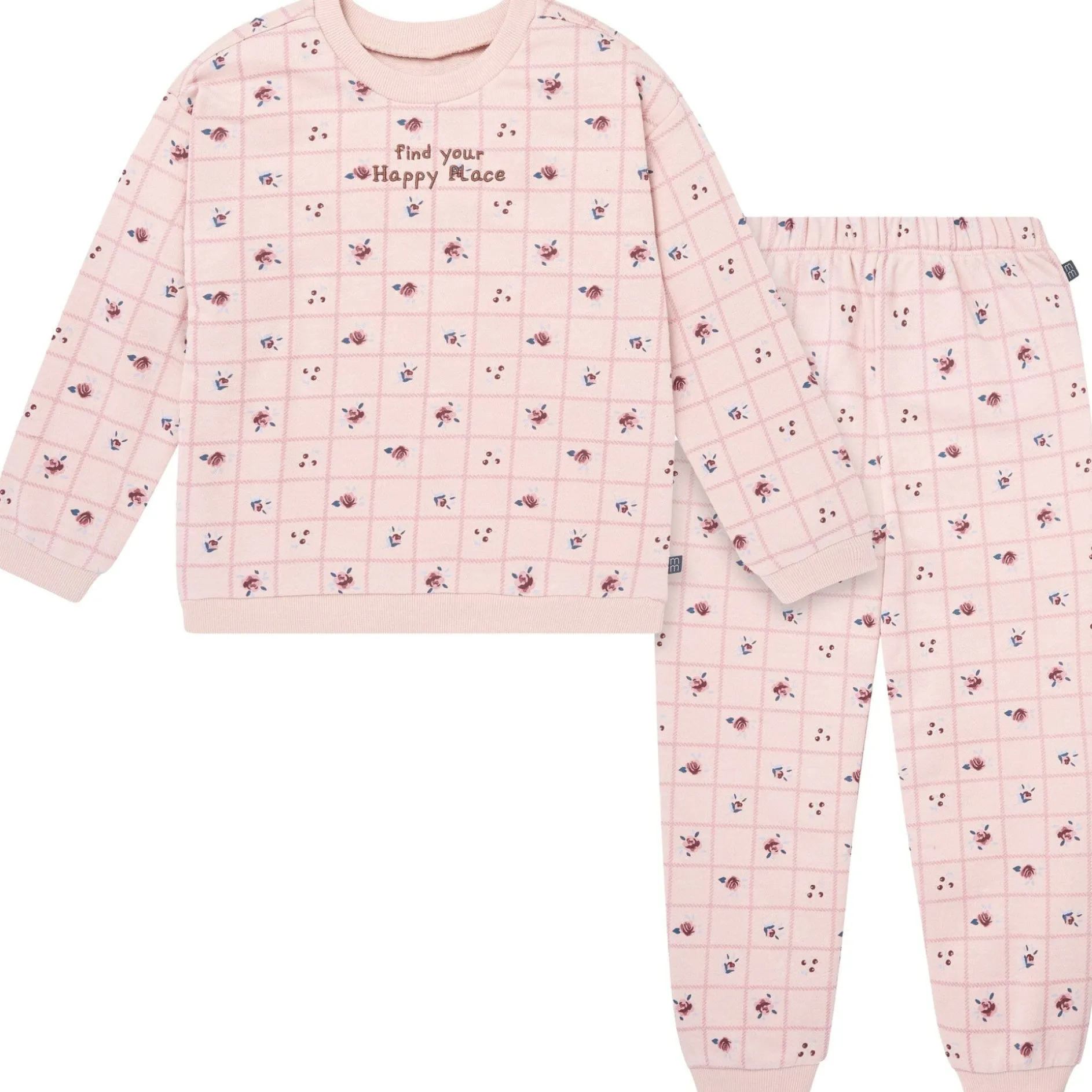 2-Piece Girls Happy Place Sweatshirt and Jogger Set