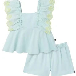 2-Piece Girls Misty Blue Eyelet Top and Shorts Set