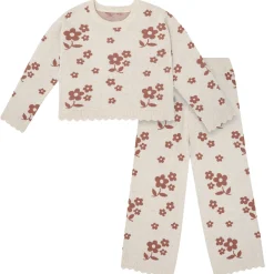 2-Piece Girls Nutmeg Flowers Sweater Top and Pant Set