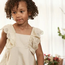 2-Piece Girls Off White Eyelet Top and Shorts Set
