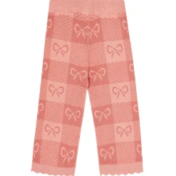 2-Piece Girls Pink Bows Check Sweater Top and Pant Set