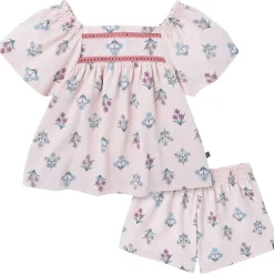 2-Piece Girls Pink Floral Top and Shorts Set