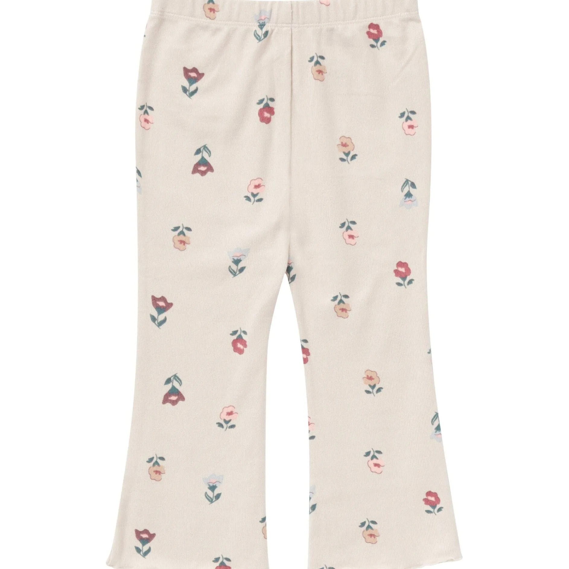 2-Piece Girls Small Flowers Ruffle Collar Top and Flare Pant Set