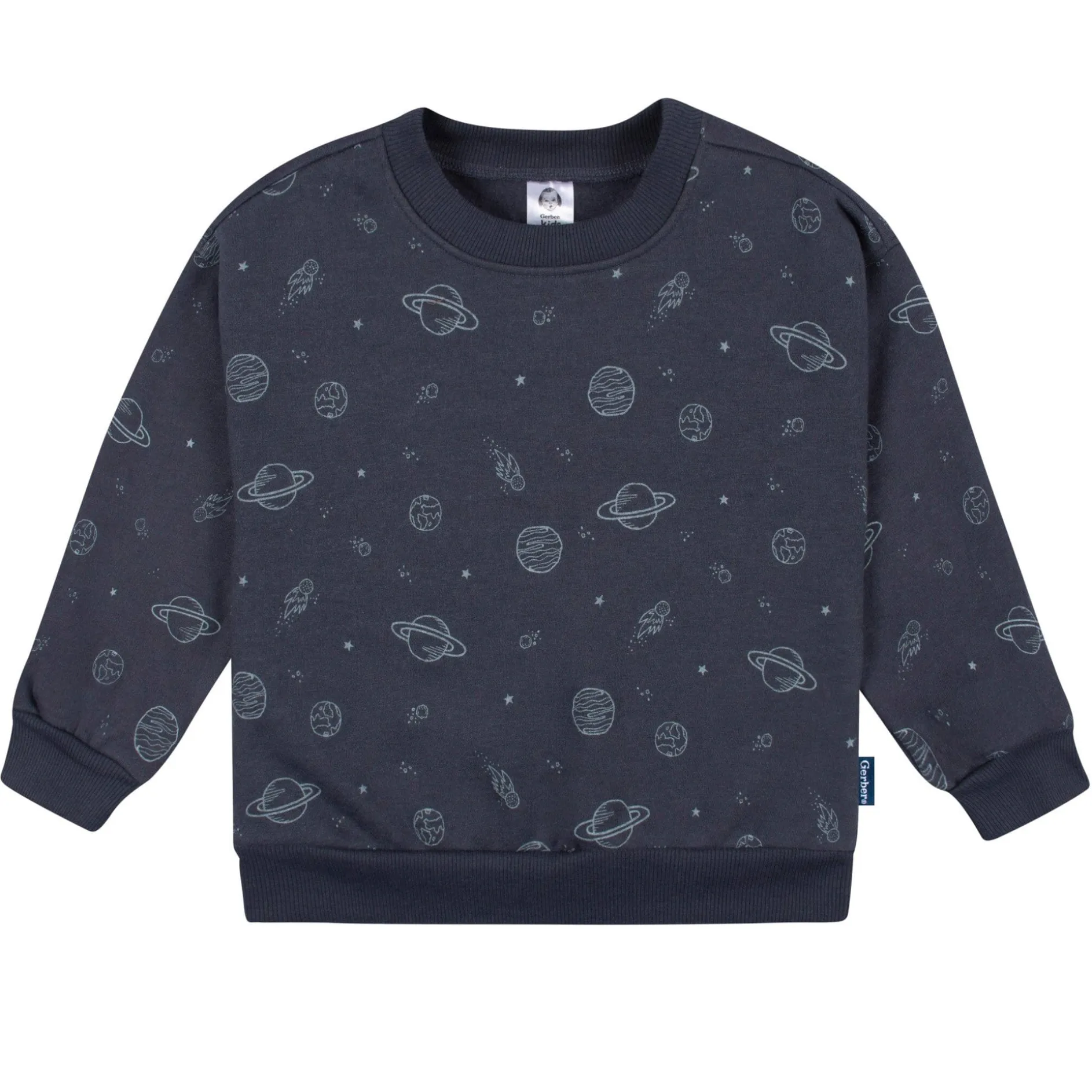2-Piece Infant and Toddler Boys Navy Space Sweatshirt & Pant Set