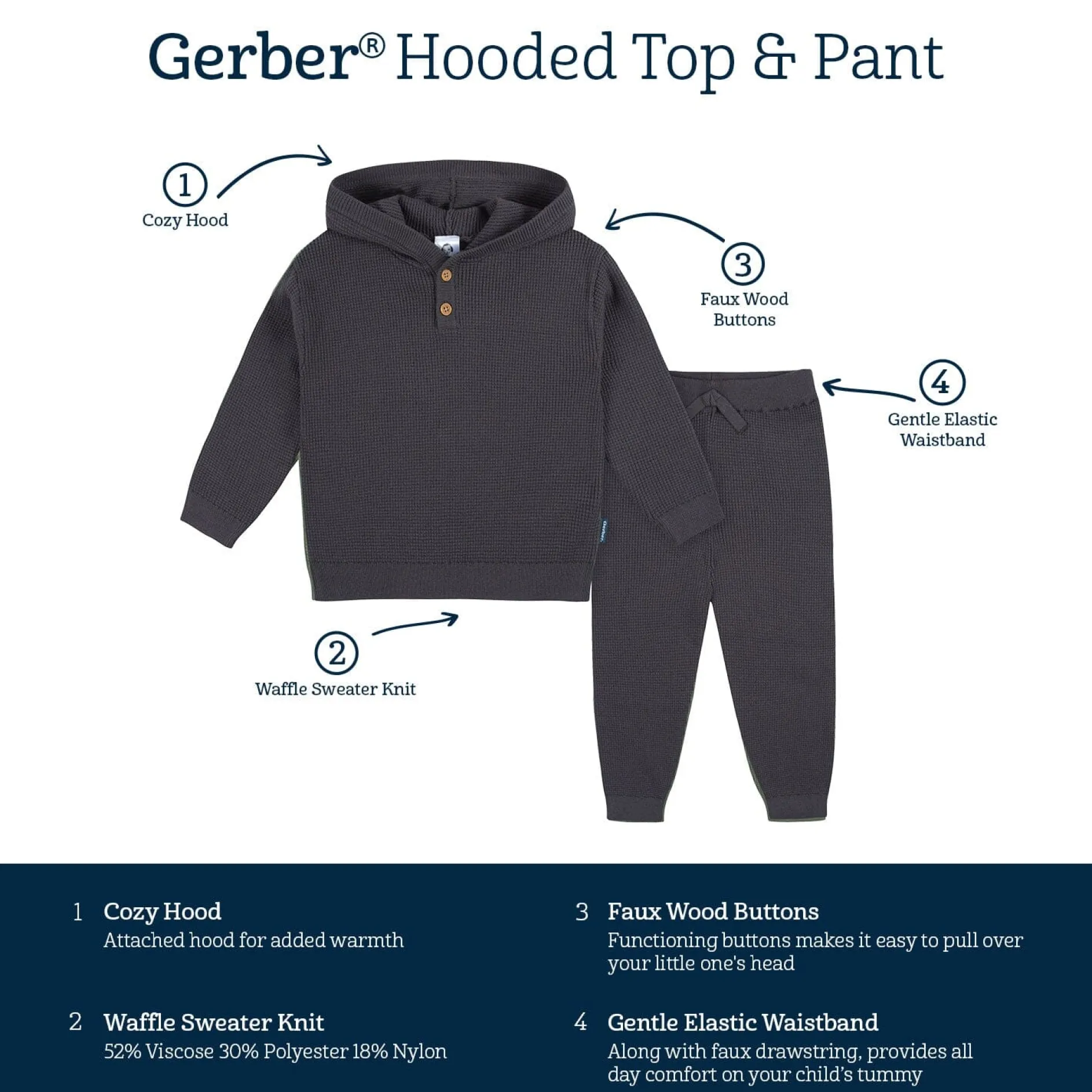 2-Piece Infant and Toddler Boys Charcoal Sweater Knit Set