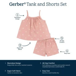 2-Piece Infant and Toddler Girls Seashells Tank Top & Shorts Set