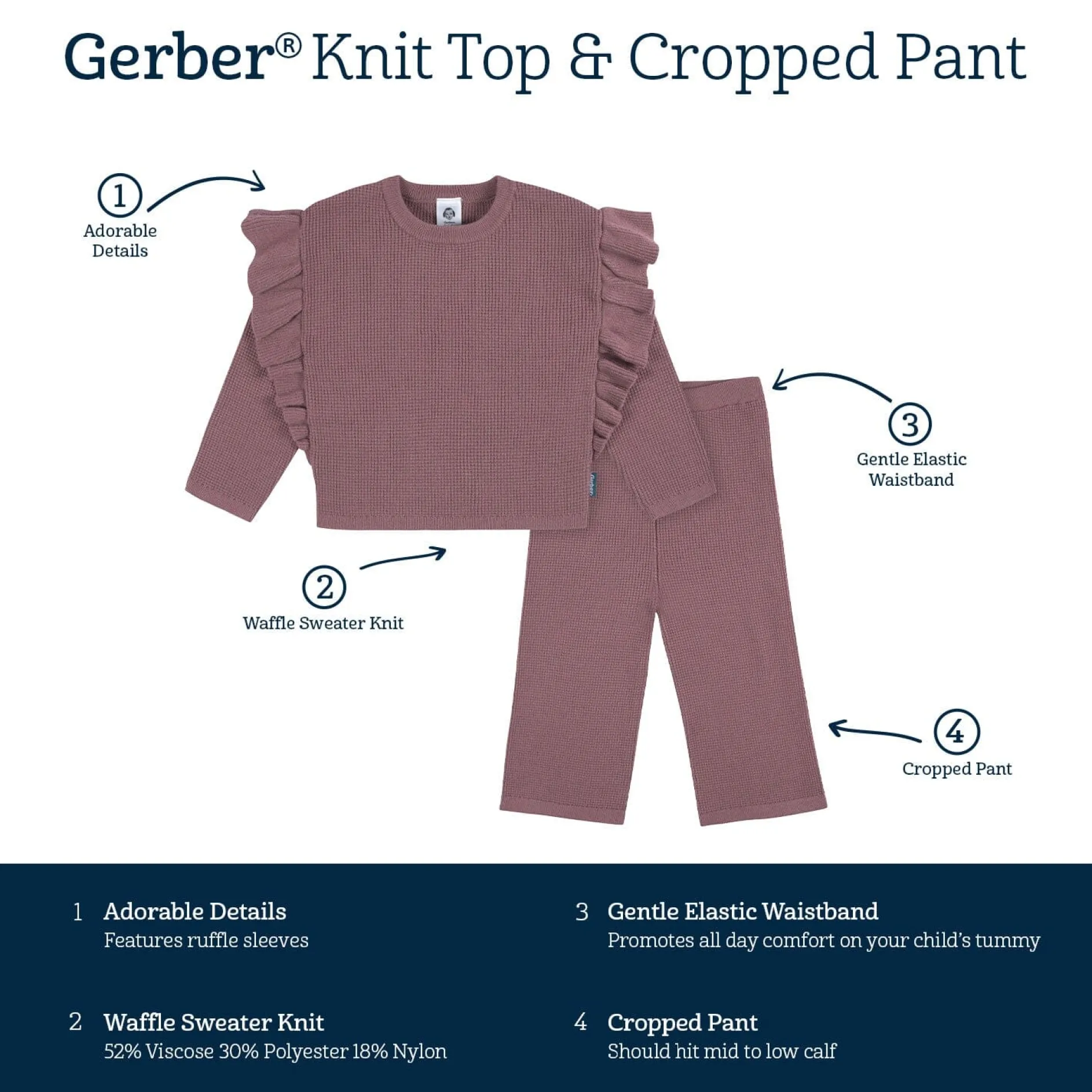2-Piece Infant and Toddler Girls Mauve Sweater Knit Set