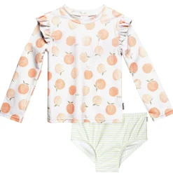 2-Piece Infant and Toddler Girls UPF 50+ Peaches Rash Guard & Swim Bottoms Set